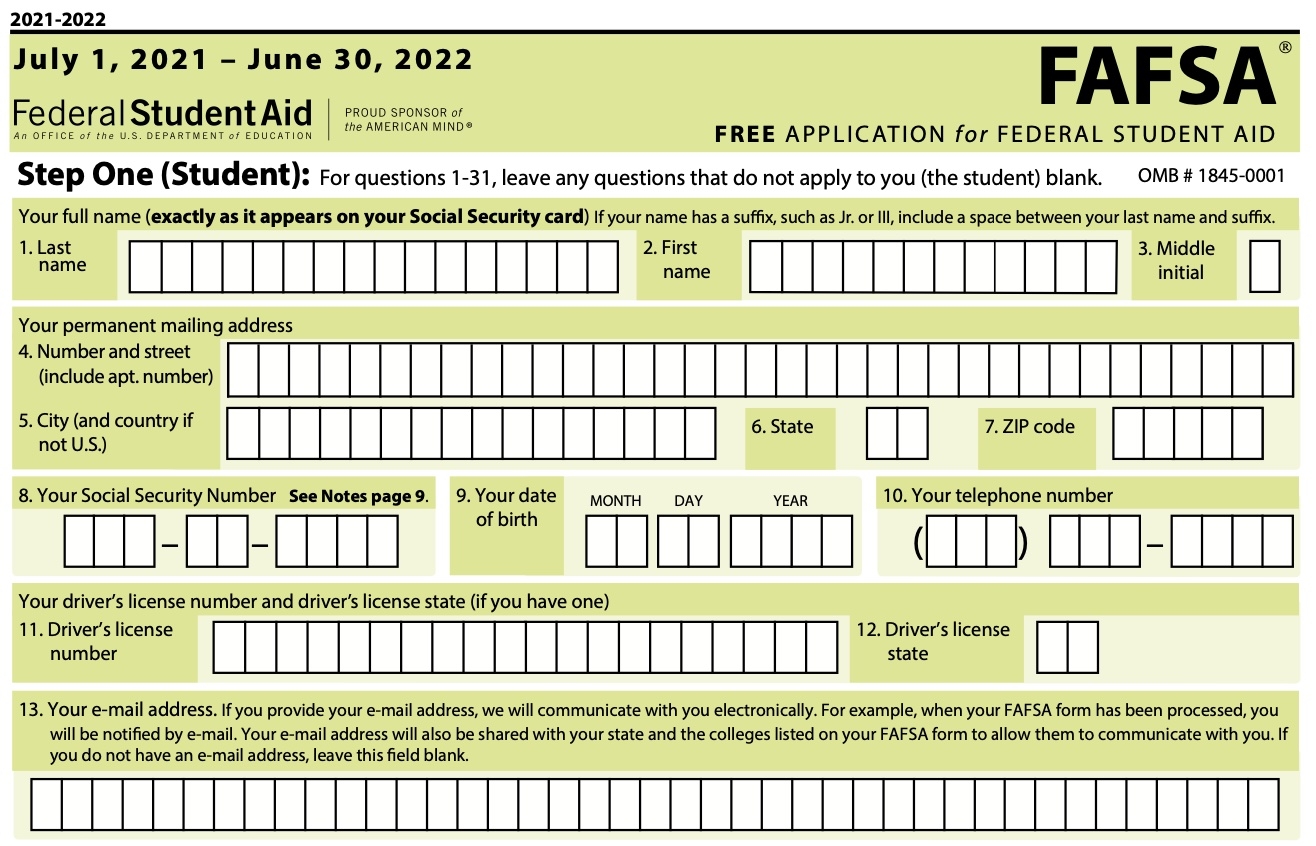 Fafsa Application 2025 Printable Form