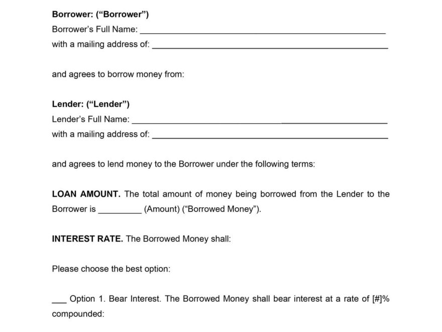 Family Loan Agreement Template