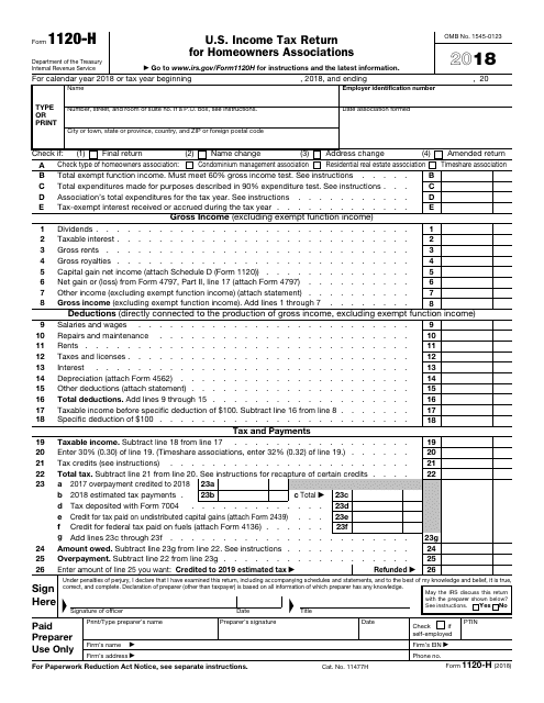 Fillable Form 1120 H Printable Forms Free Online