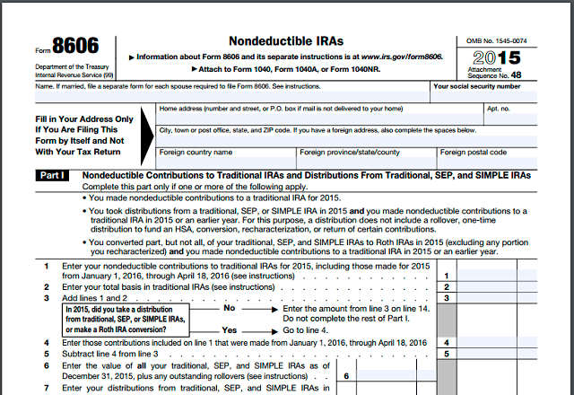 Fillable Irs Form 8606 Printable Forms Free Online