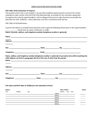 Ohio Homeschool Notification Form 2025 Printable