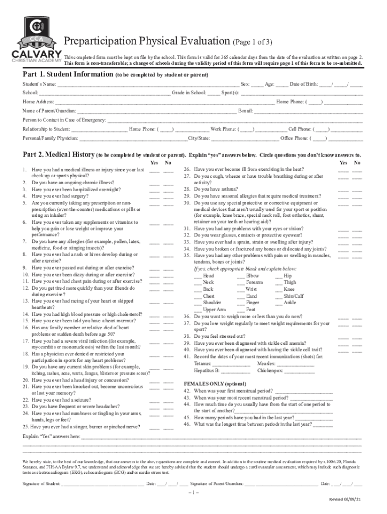 El2 Physical Form 2025 Florida Printable