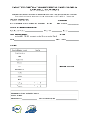 2025 Kentucky Biometric Screening Form Printable