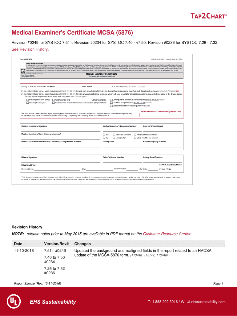 Fillable Online Medical Examiner 39 s Certificate MCSA 5876 Fax Email 
