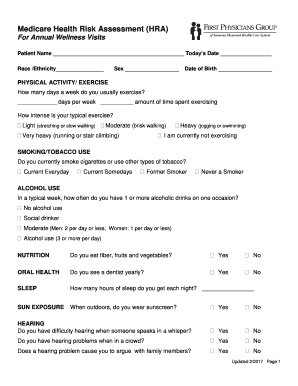Fillable Online Medicare Health Risk Assessment HRA Fax Email Print 