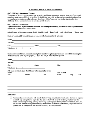 Fillable Online Ohio Fillable Home Education Notification Form Fax 