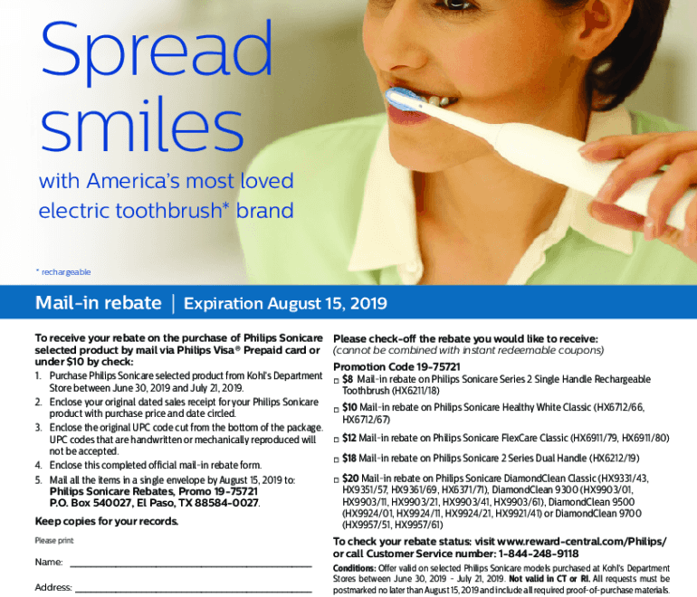 Fillable Online Philips Sonicare Rebate Fill Online Printable