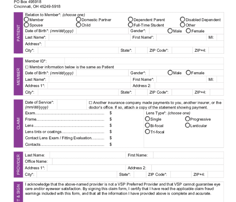 Fillable Online VSP Reimbursement Form Fax Email Print PdfFiller