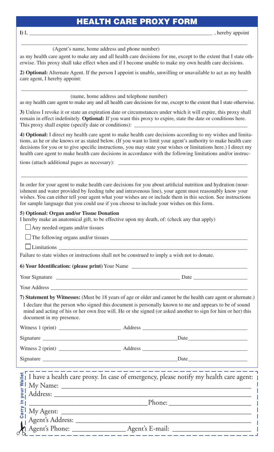 Florida Health Care Proxy Form 2025 Jenn Karlotta