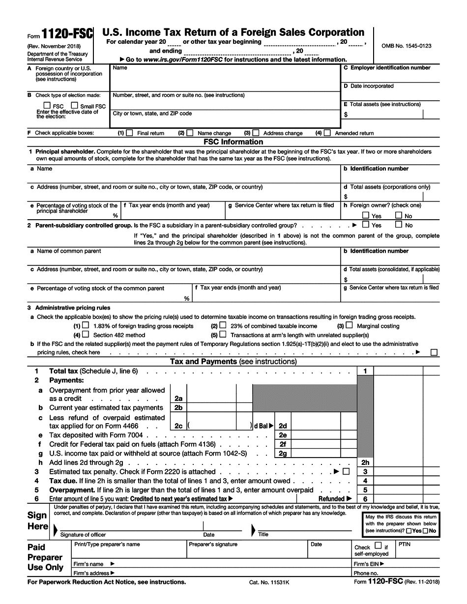Printable Form 1120 H 2025