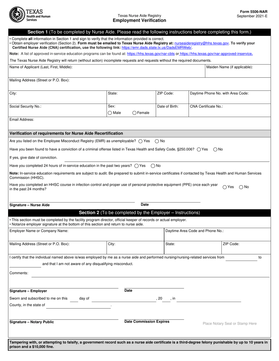 Form 5506 NAR Download Fillable PDF Or Fill Online Employment 