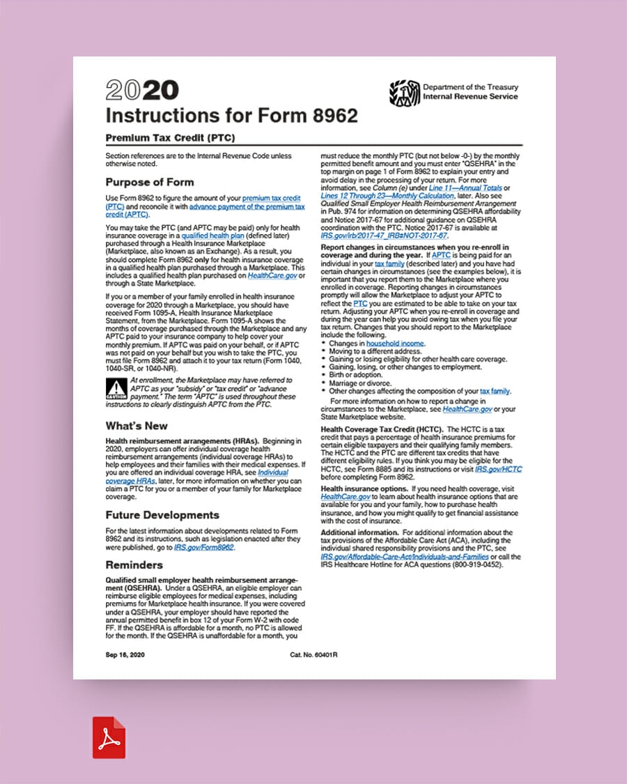 Form 8962 Instructions 2025 Elsie J Dudley
