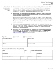 Form N1 Download Fillable PDF Or Fill Online Notice Of Rent Increase