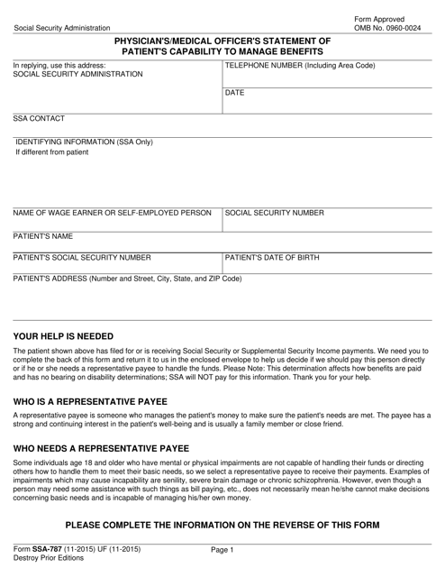 Form SSA 787 Fill Out Sign Online And Download Fillable PDF