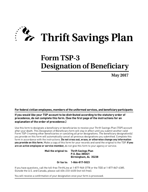 Printable Tsp 3 Form 2025