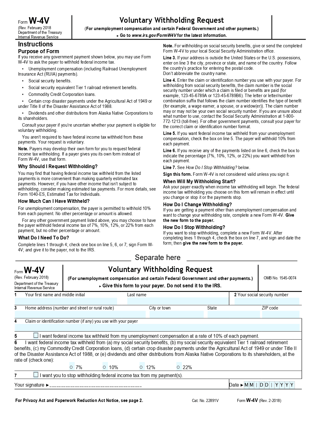Form W 4V Template ONLYOFFICE