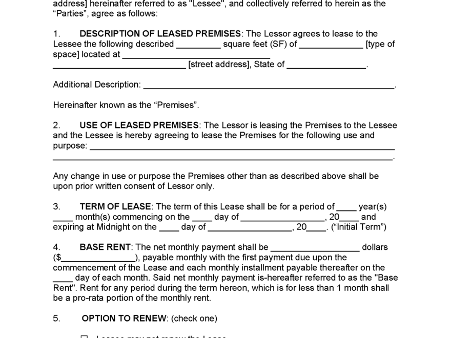 Free Arizona Commercial Lease Agreement Template PDF Word