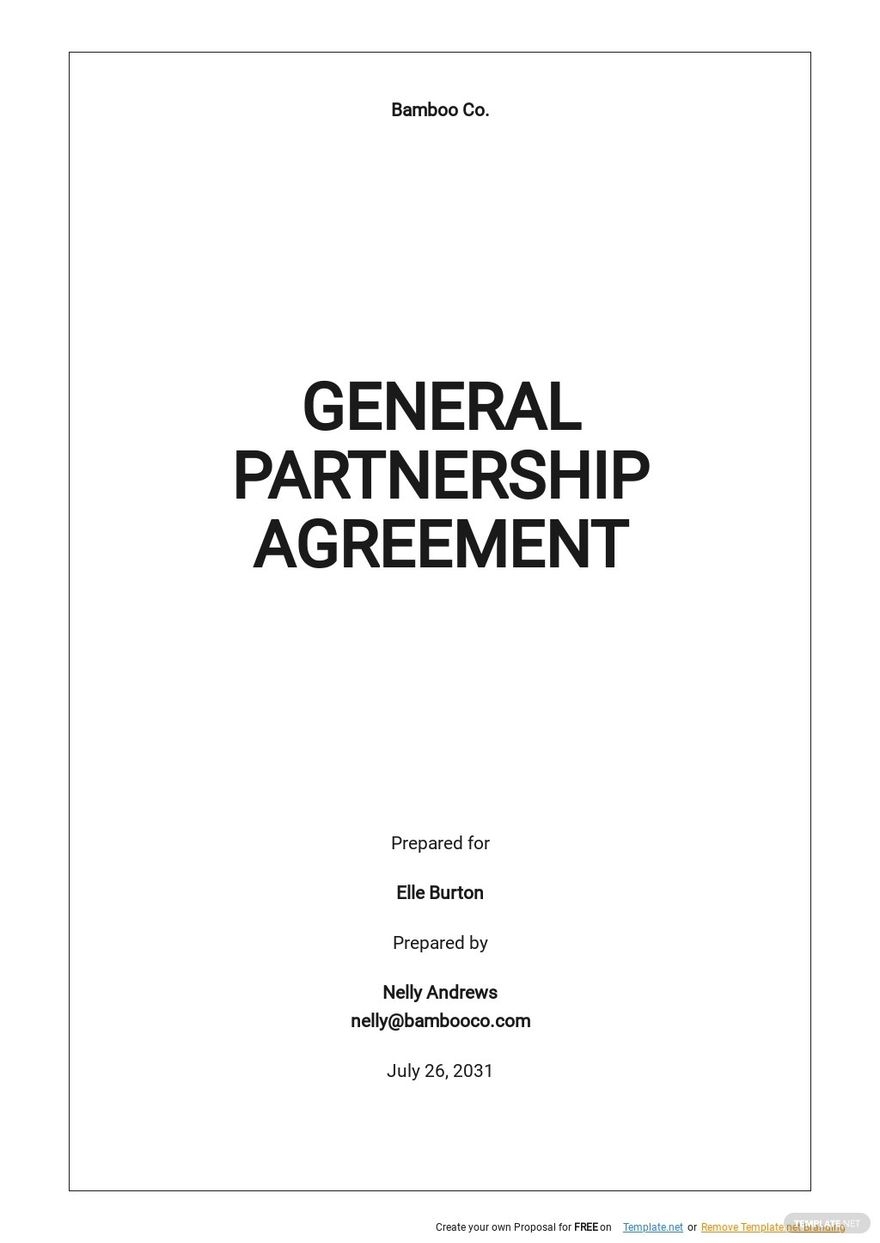 Free Basic General Partnership Agreement Template Google Docs Word 