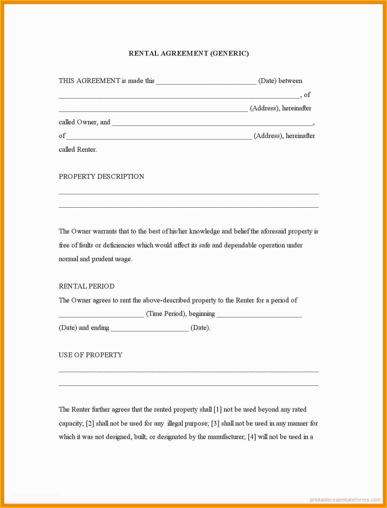 Free Printable 1 Page Rental Agreement