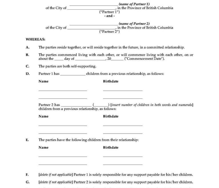 Free Cohabitation Agreement Template Templateral