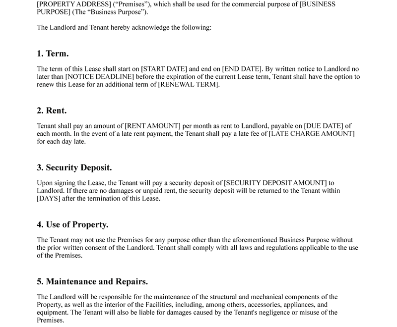 Free Commercial Lease Agreement Template PDF LawDistrict
