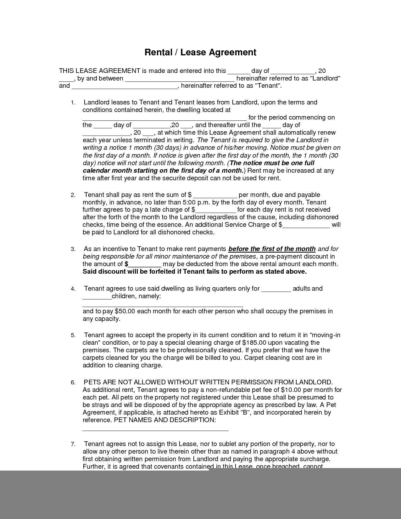 Free Printable Lease Agreement Alberta