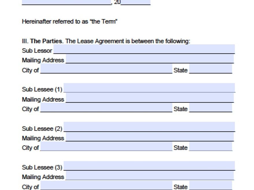 Free Georgia Sublease Agreement Template PDF Word