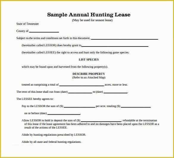 Free Hunting Lease Agreement Template Of Free Hunting Lease Agreement 