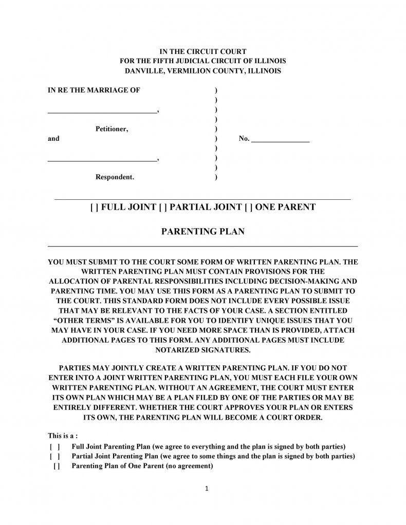 Printable Joint Custody Agreement