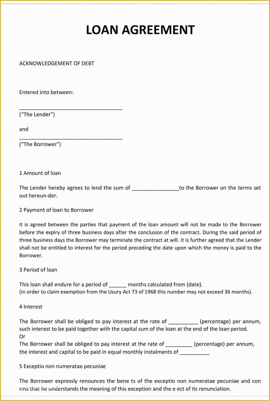 Printable Loan Agreement Template Uk