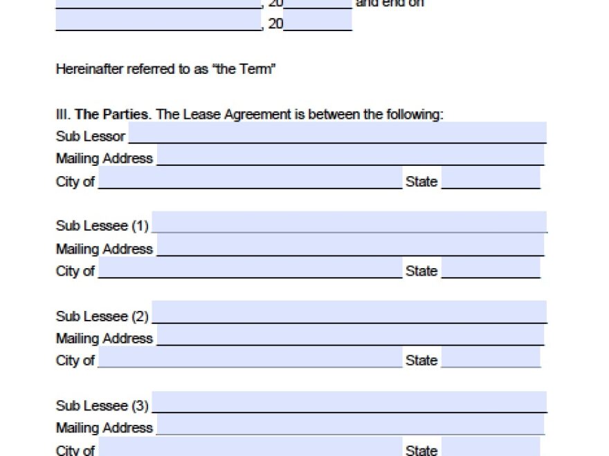 Free Maryland Sublease Agreement Template PDF Word
