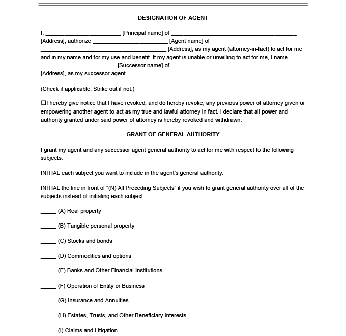 Free Oklahoma Power Of Attorney Forms PDF Word