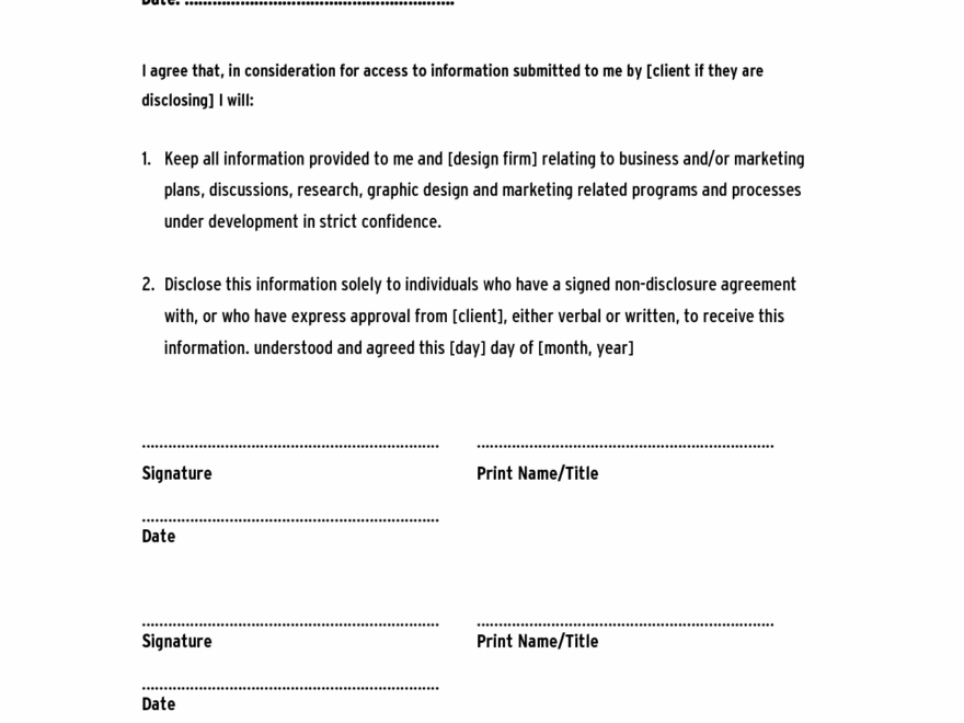 Free Patent Invention Non Disclosure Agreement Nda Pdf Word