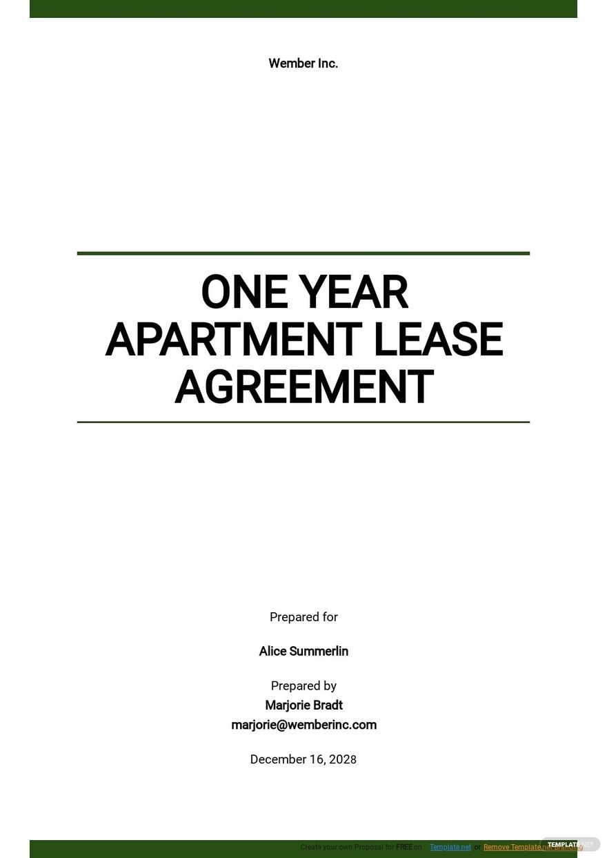 Free Printable 1 Year Lease Agreement Ataglance Printable Calendar