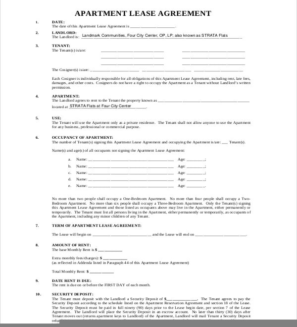 FREE Printable 1 Year Lease Agreement Printable Lease Agreement