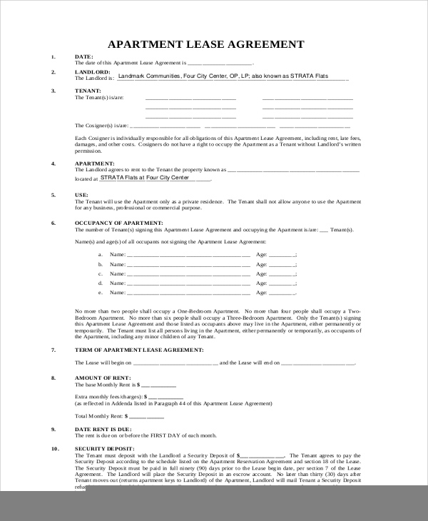 FREE Printable 1 Year Lease Agreement Printable Lease Agreement