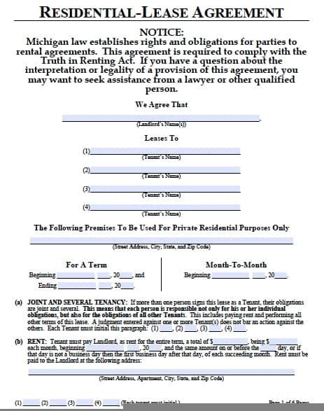 FREE Printable 1 Year Lease Agreement Printable Lease Agreement