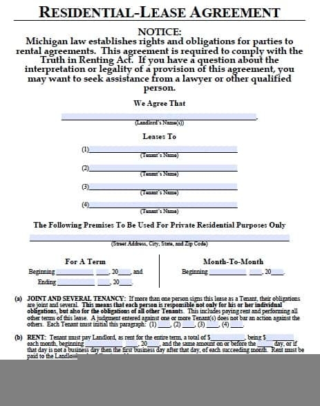 FREE Printable 1 Year Lease Agreement Printable Lease Agreement