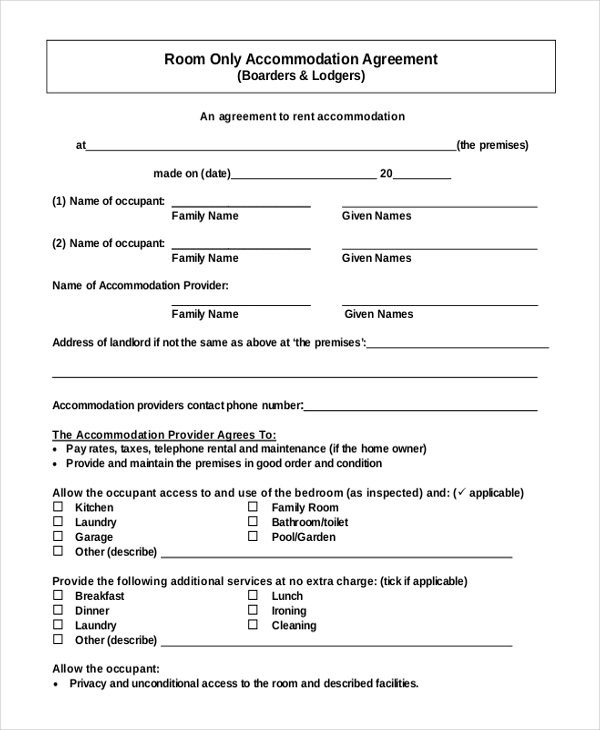 Free Printable Basic Room Rental Agreement