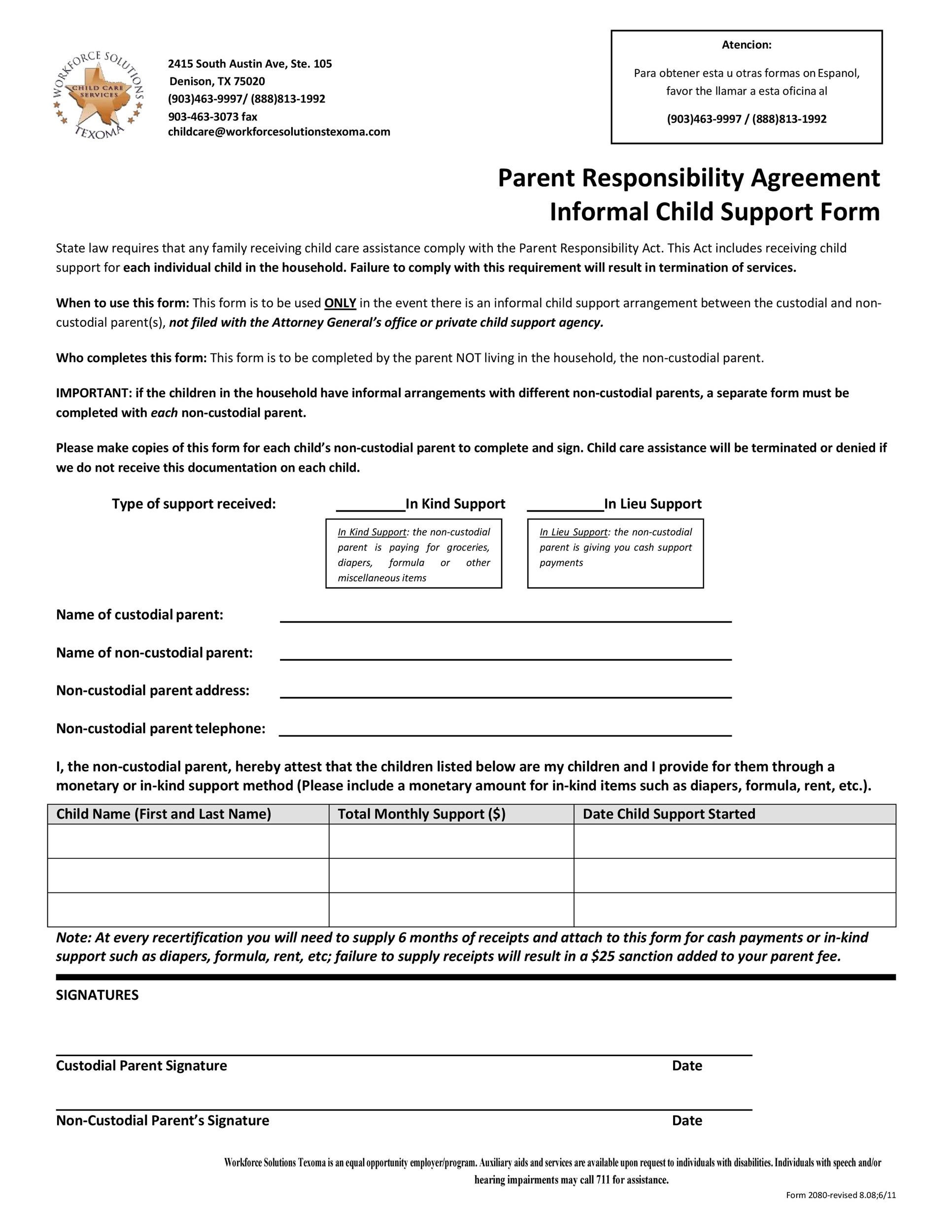 Free Printable Child Support Agreement Forms Printable Forms Free Online