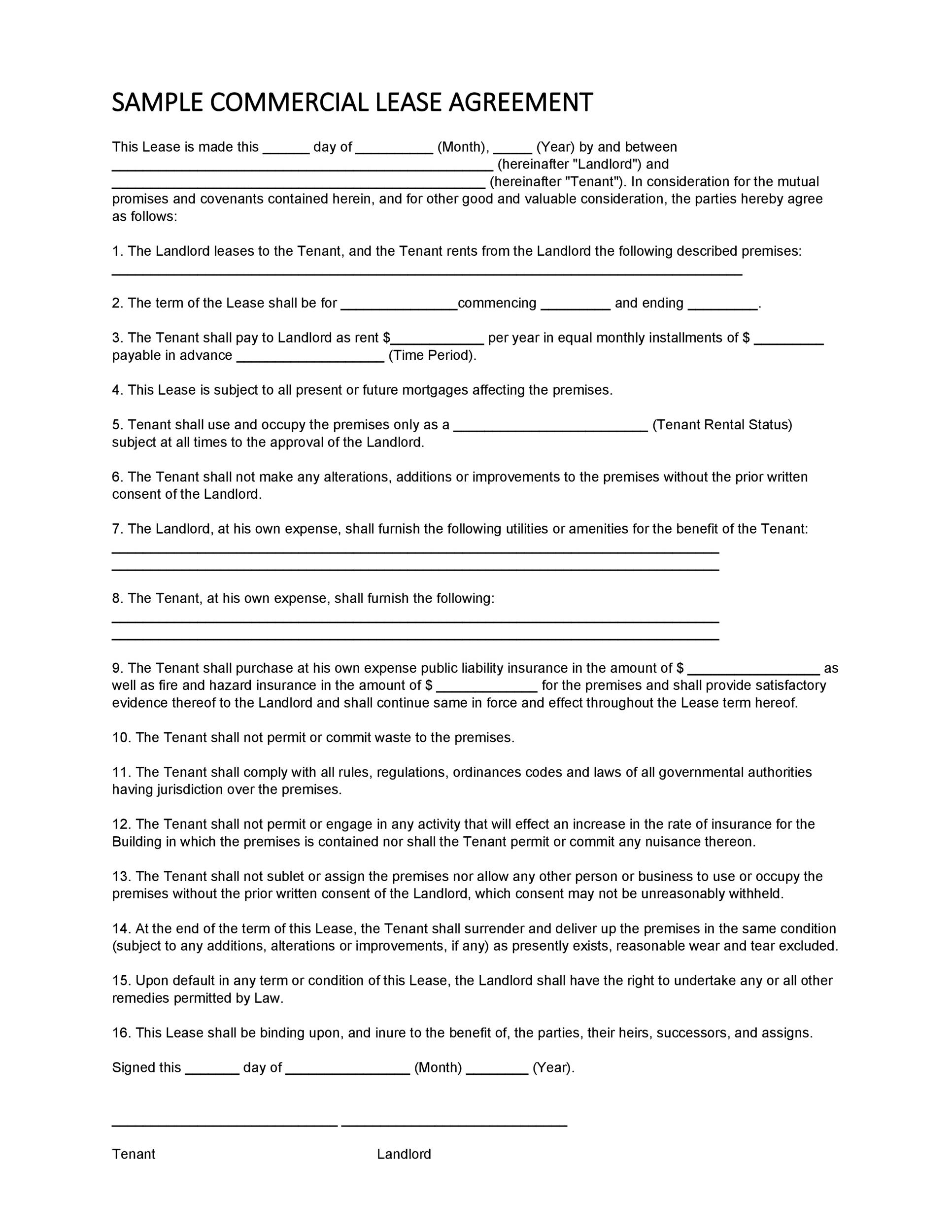Printable 1 Year Lease Agreement