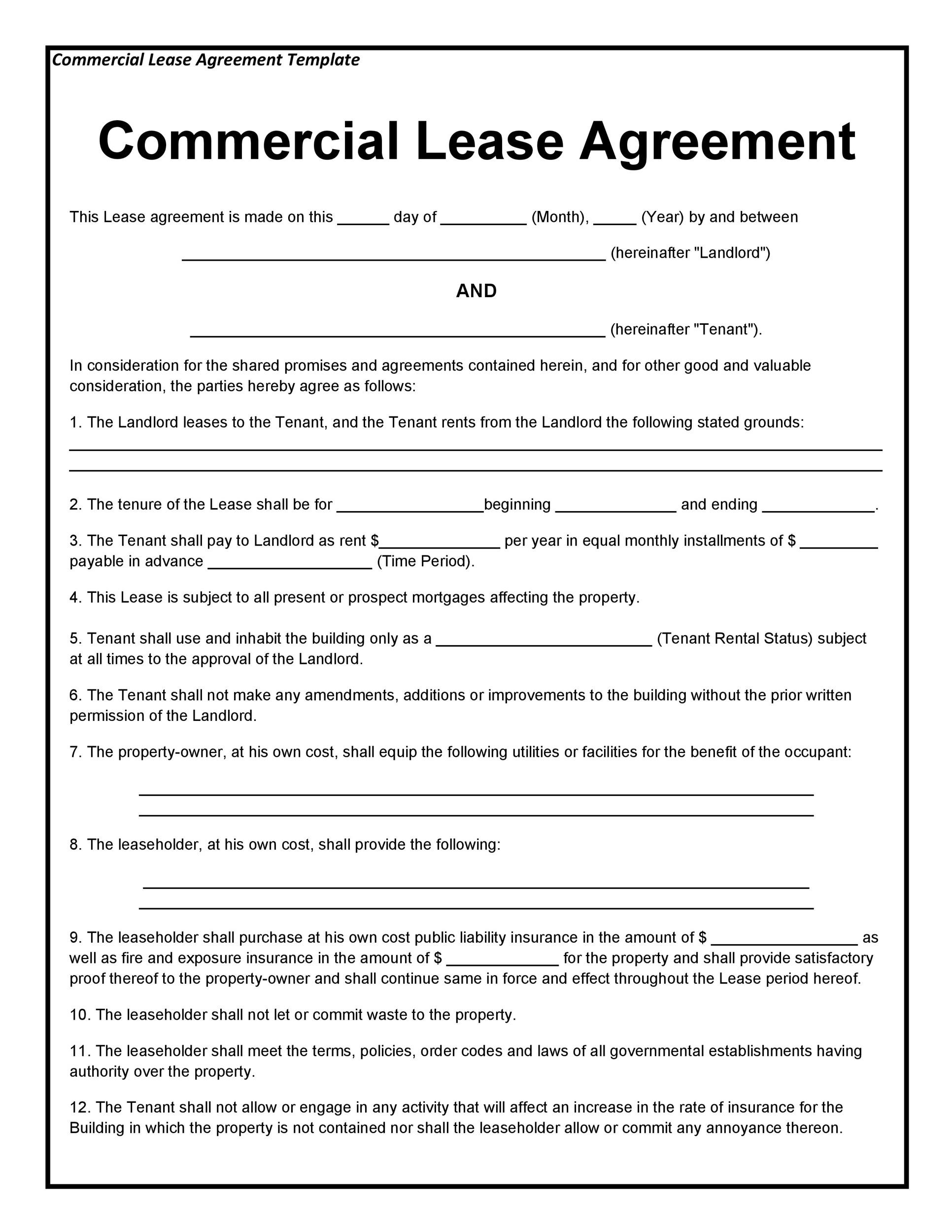 Free Printable Commercial Lease Agreement Forms Printable Forms Free 
