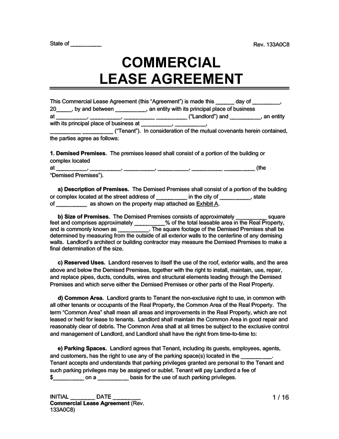 Free Printable Commercial Lease Agreement Template