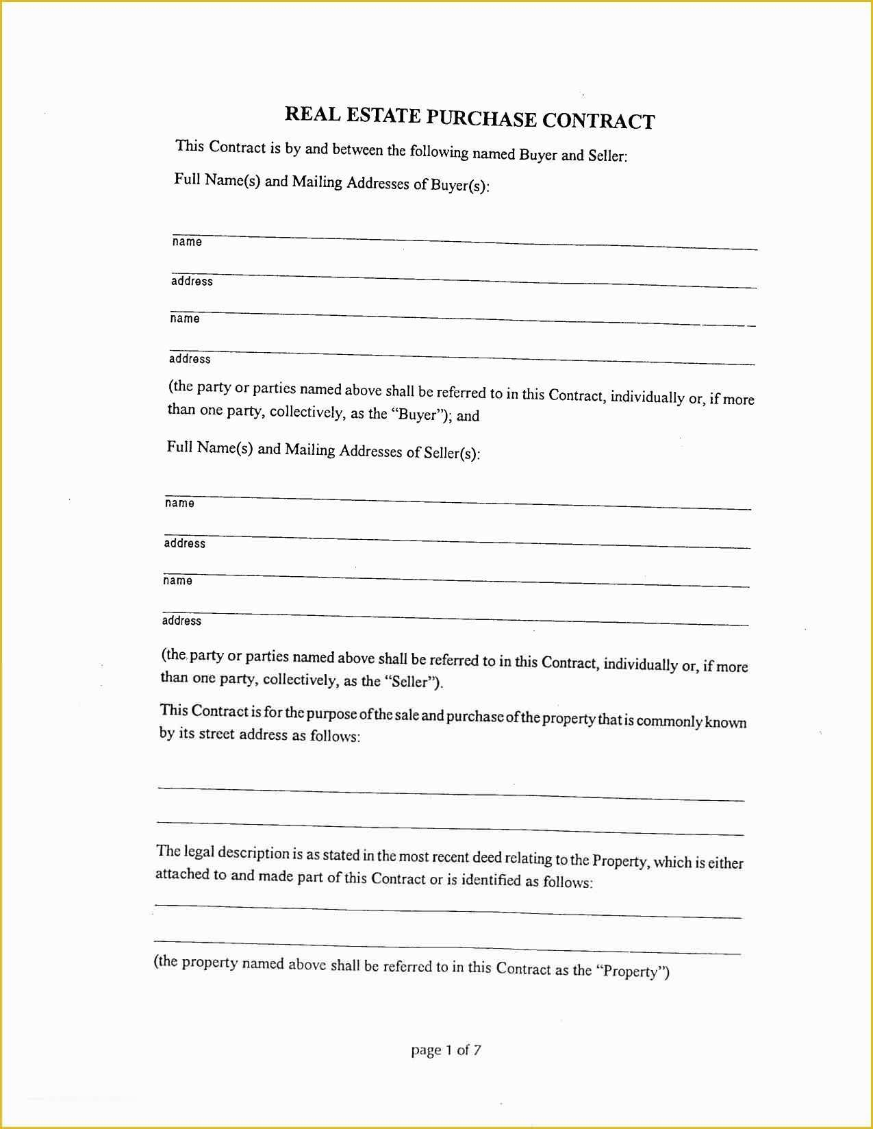 Printable Contract For Deed