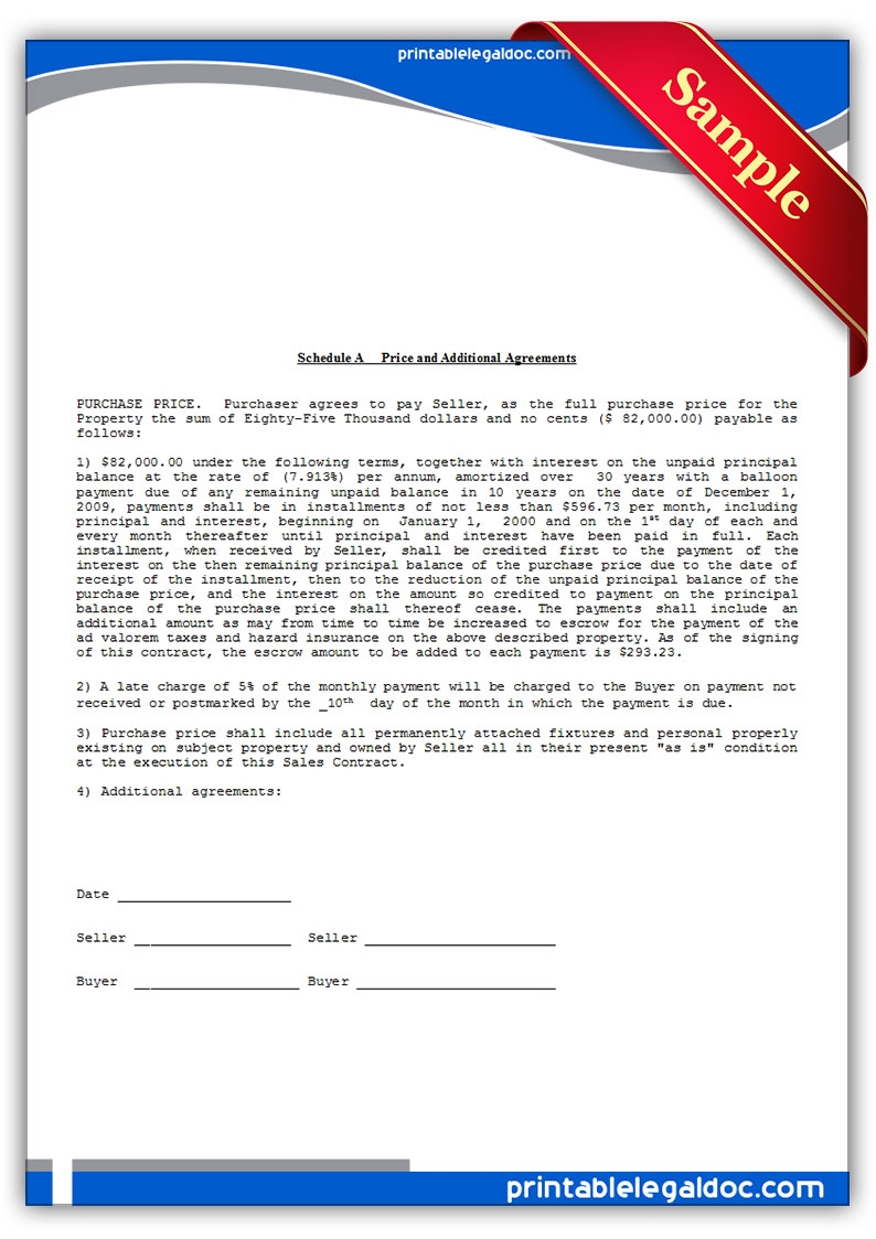 Free Printable Contract For Deed Forms Template 