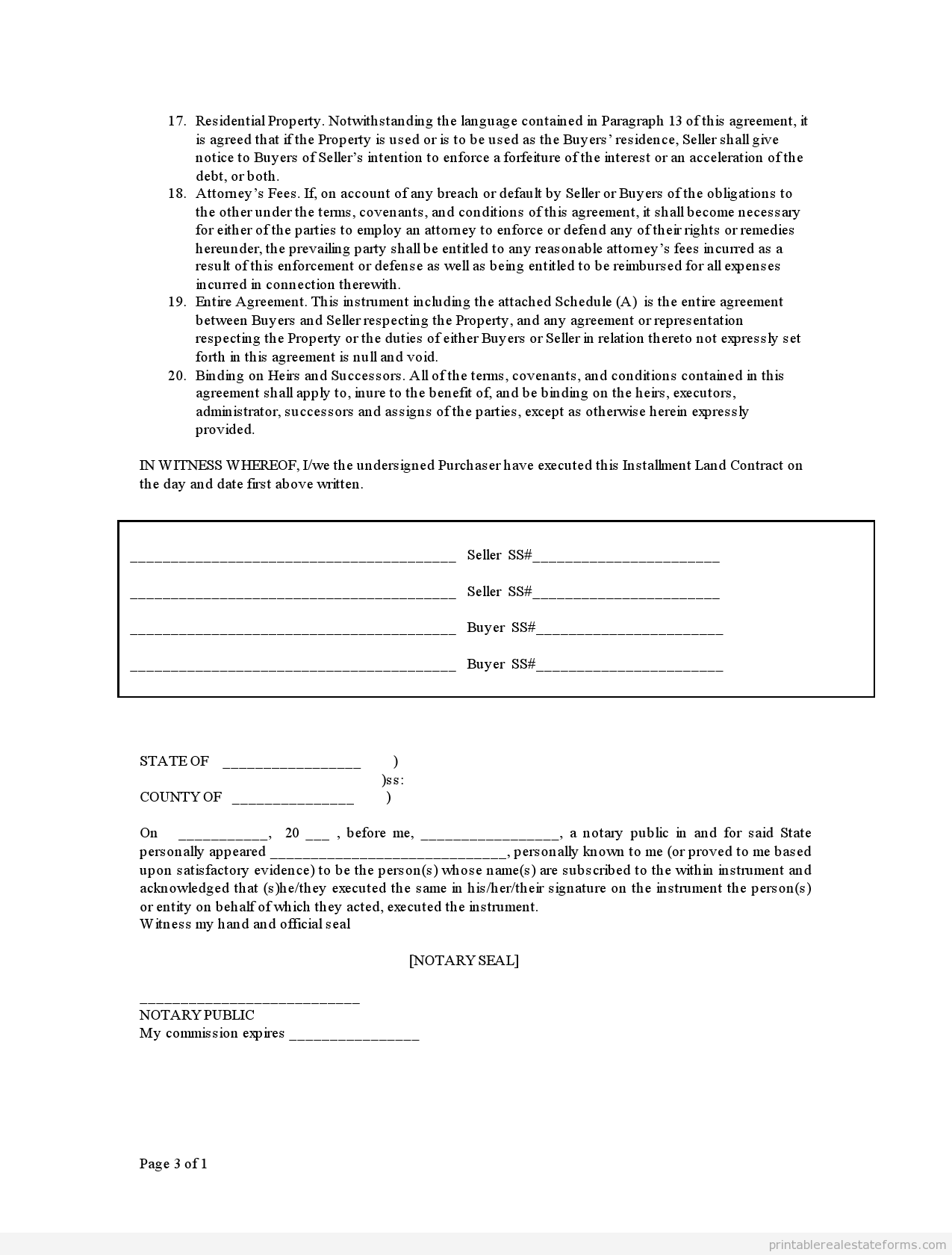 Free Printable Contract For Deed Template Printable Templates