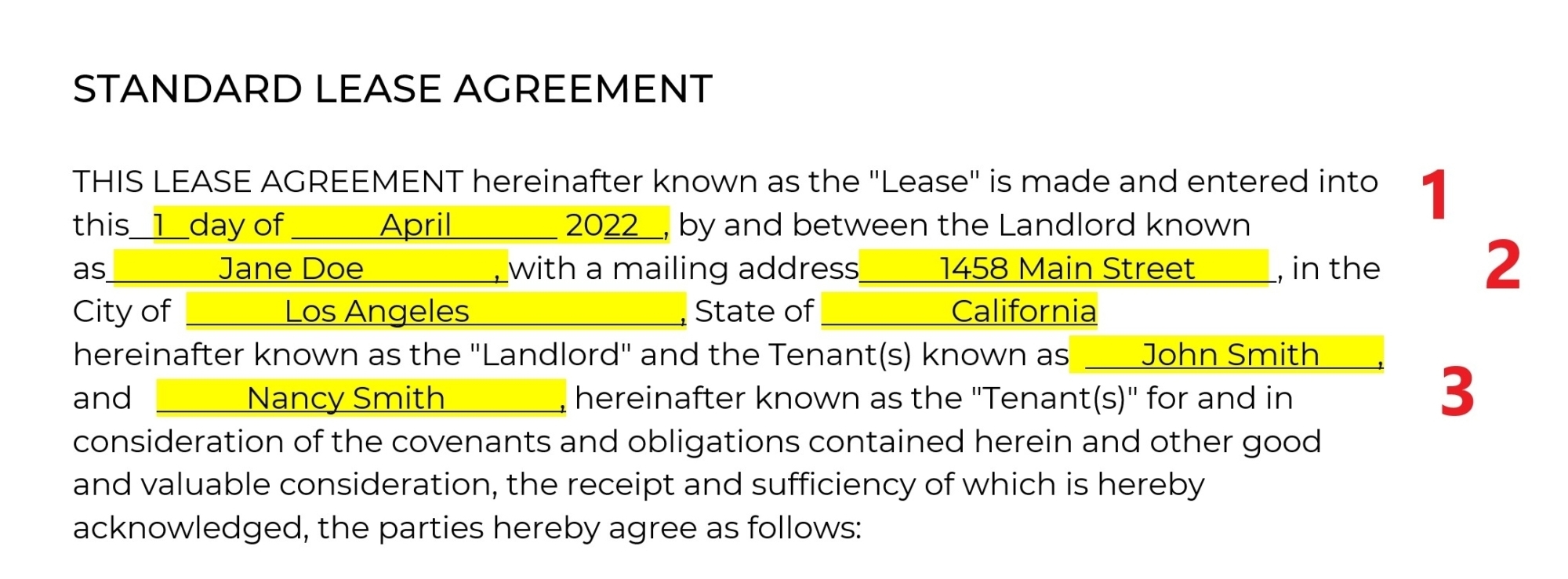 Generic Printable Lease Agreement