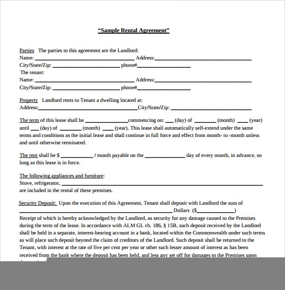 FREE Printable Generic Lease Agreement Printable Lease Agreement