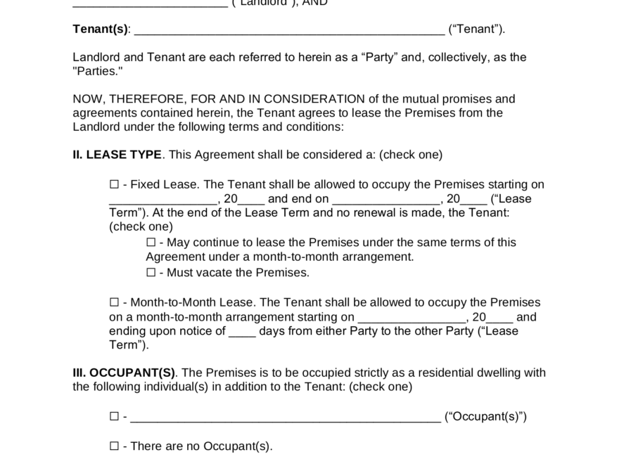 FREE Printable Georgia Lease Agreement PDF Printable Lease Agreement
