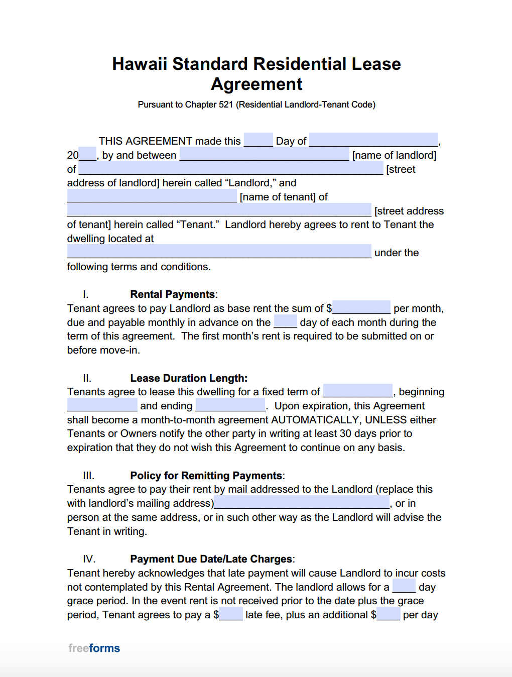 Printable Rental Agreement Hawaii Free Printable Wonderland 